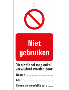 Niet gebruiken waarschuwingslabel