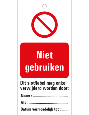 Niet gebruiken waarschuwingslabel