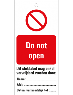 Do not open waarschuwingslabel