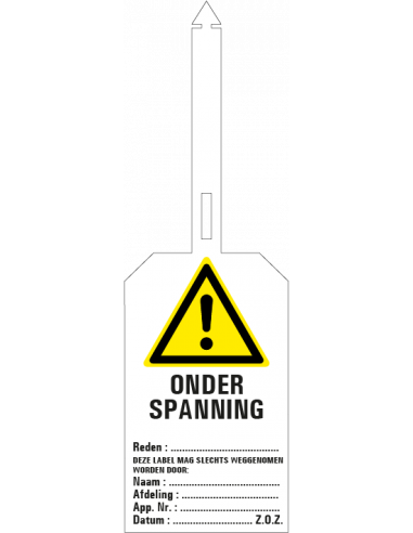 Onder spanning waarschuwingstag, 85 x 275 mm