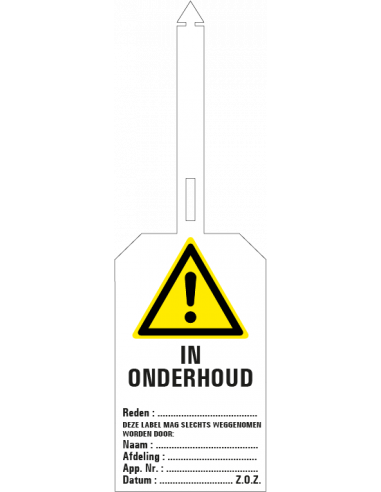 In onderhoud waarschuwingstag, 85 x 275 mm