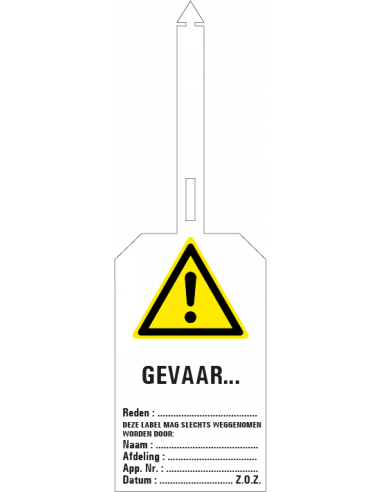 Gevaar... waarschuwingstag, 85 x 275 mm