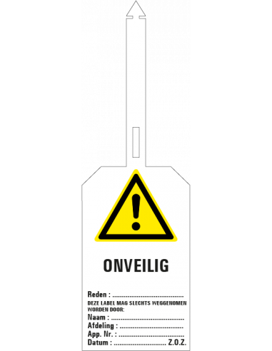 Onveilig waarschuwingstag, 85 x 275 mm