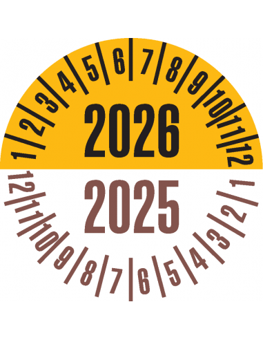 Keuringssticker met 2 jaartallen, 25 mm, 21 stuks vel