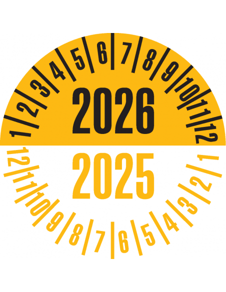 Keuringssticker met 2 jaartallen, 35 mm, 10 stuks per vel