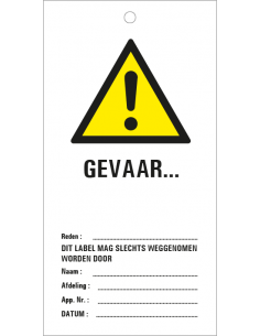 Gevaar veiligheidslabel (zelf in te vullen), per 10 stuks