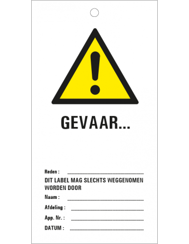 Gevaar veiligheidslabel (zelf in te vullen), per 10 stuks