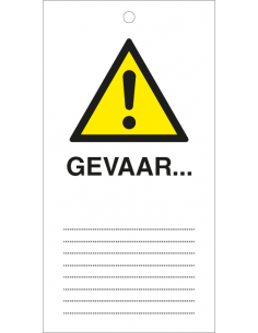 Gevaar veiligheidslabel (zelf te beschrijven), per 10 stuks, wit geel