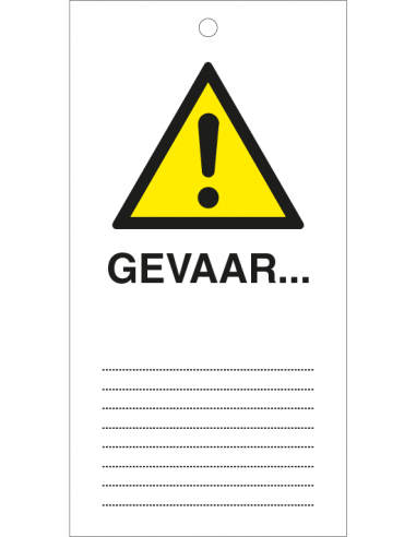 Gevaar veiligheidslabel (zelf te beschrijven), per 10 stuks, wit geel