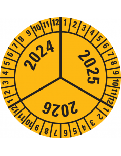 Keuringssticker met 3 jaartallen - 40 mm - 10 per vel, 2024-2026