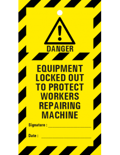 Equipment locked out to protect workers waarschuwingstag