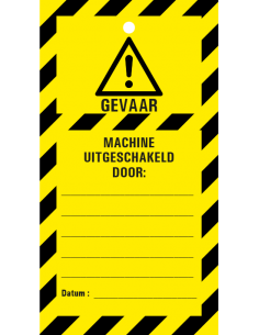 Machine uitgeschakeld door waarschuwingstag
