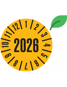 Duurzame keuringssticker met jaartal, ecofoil, 30 mm, 18 stuks per vel