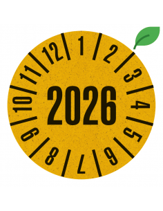 Graspapier keuringssticker met jaartal, 30 mm, 18 stuks per vel