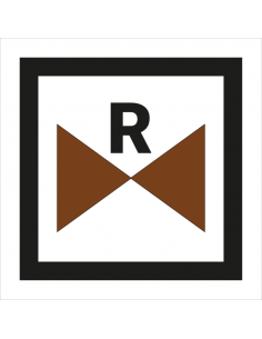 Rioolafsluiter bord, vierkant, met lettter R, bruin zwart wit