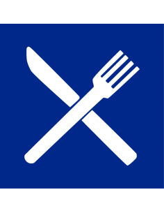 Restaurant bord, kunststof, blauw wit