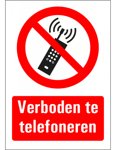 Verboden te telefoneren sticker met tekst