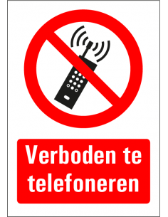Verboden te telefoneren bord met tekst