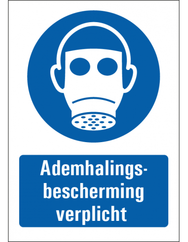 Ademhalingsbescherming verplicht sticker met tekst, M017