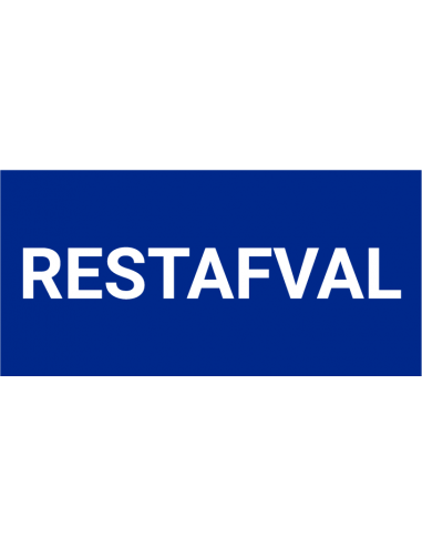 Restafval bord, kunststof, blauw wit, rechthoek, tekst