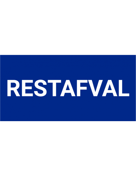 Restafval bord, kunststof, blauw wit, rechthoek, tekst