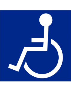 Rolstoel sticker, blauw, vierkant