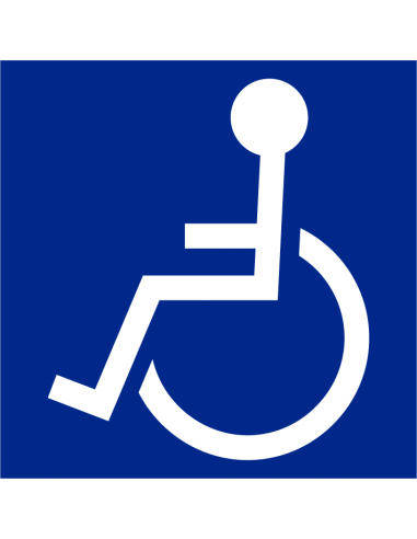 Rolstoel sticker, blauw, vierkant