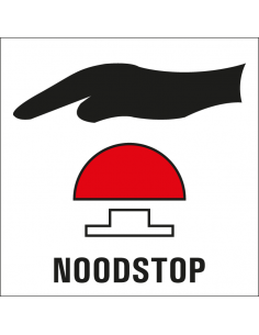 Noodstop bord, kunststof, rood zwart, vierkant
