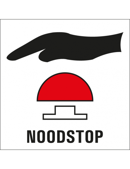 Noodstop bord, kunststof, rood zwart, vierkant