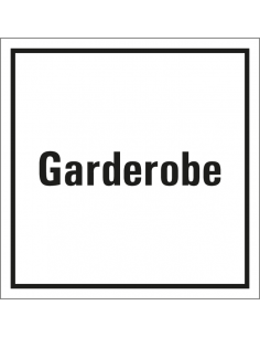 Sticker met tekst garderobe, wit zwart
