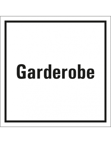 Bord met tekst garderobe, kunststof, wit zwart