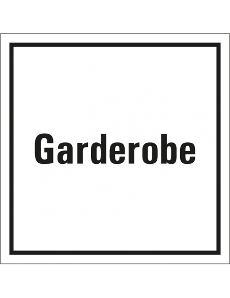 Bord met tekst garderobe, kunststof, wit zwart