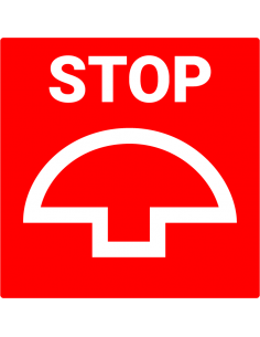 Stop de machine bord, kunststof, rood wit, vierkant