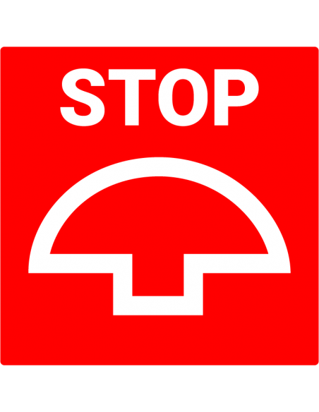 Stop de machine bord, kunststof, rood wit, vierkant