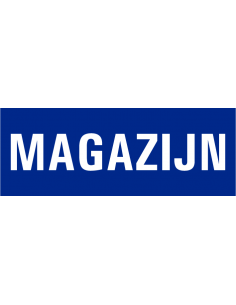 Magazijn tekstbord, kunststof, blauw wit, rechthoek, Nederlandse tekst