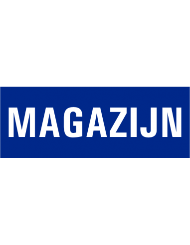 Magazijn tekstbord, kunststof, blauw wit, rechthoek, Nederlandse tekst