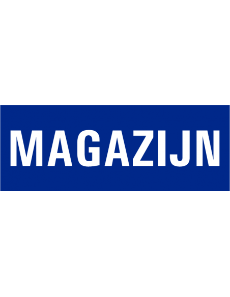 Magazijn tekstbord, kunststof, blauw wit, rechthoek, Nederlandse tekst