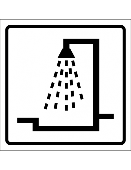 Douchebad bord, kunststof, wit zwart, vierkant, pictogram douche