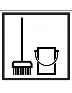 Bezemkast bord, kunststof, wit zwart, vierkant