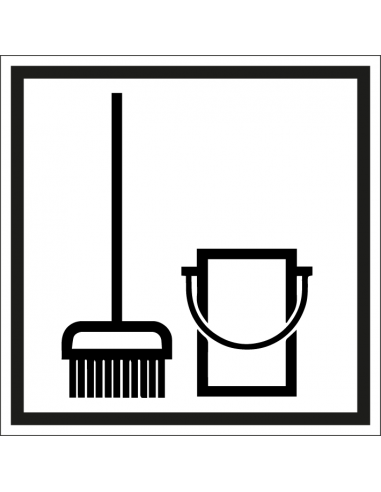 Bezemkast bord, kunststof, wit zwart, vierkant