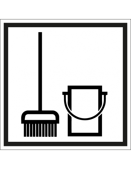 Bezemkast bord, kunststof, wit zwart, vierkant