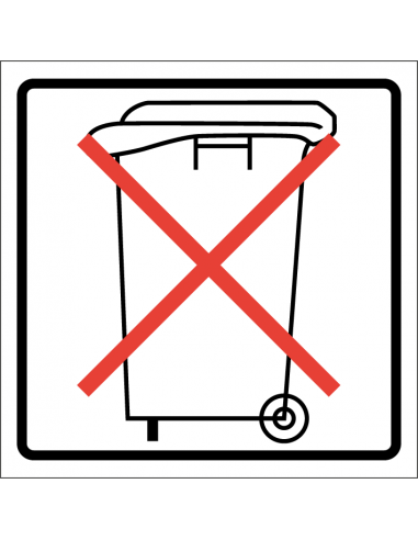 Geen afvalcontainer zelfklevende folie, vierkant, afvalcontainer met rood kruis