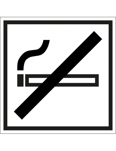 Sticker roken verboden, wit zwart, vierkant, pictogram sigaret met streep