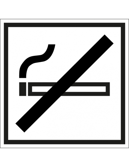 Bord roken verboden, kunststof, wit zwart, vierkant, pictogram sigaret met streep