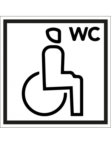 Mindervalide WC sticker, wit zwart, vierkant