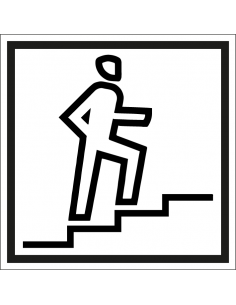 Trap omhoog bord met persoon, kunststof, wit zwart