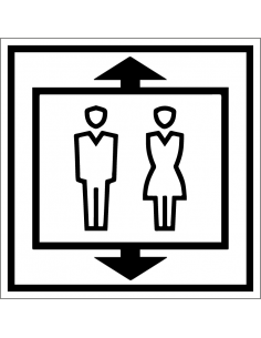 Lift bord met persoon, kunststof, wit zwart, vierkant