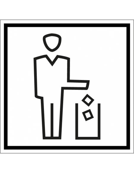 Bord prullenbak, kunststof, zwart wit, vierkant, prullenbak pictogram