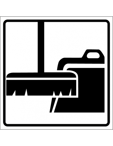 Stoffer & blik sticker, vierkant, zwart wit, stoffer en blik symbool