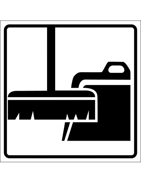 Stoffer & blik bord, kunststof, vierkant, wit zwart, stoffer en blik pictogram